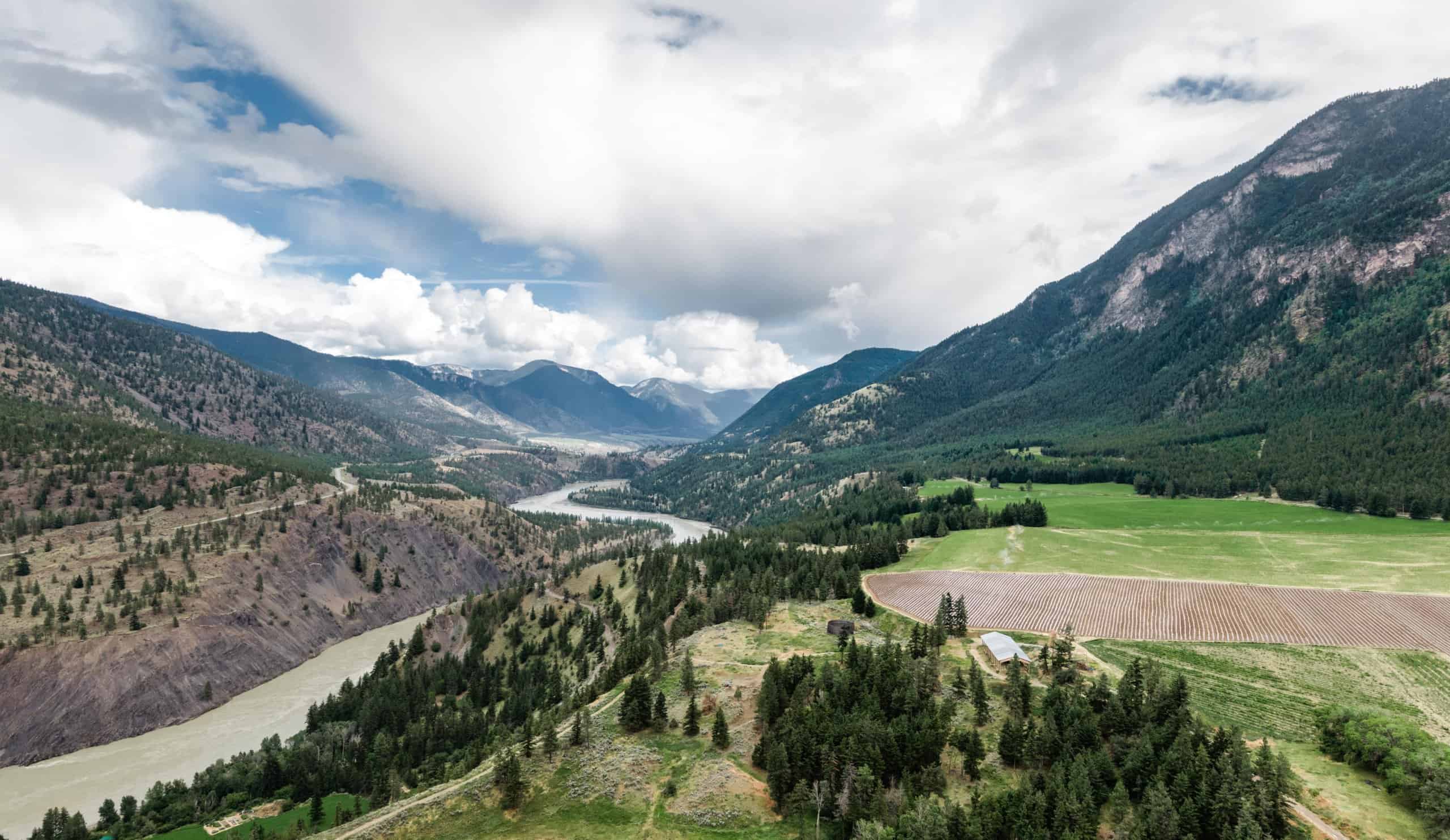 Drone photo of a winery in Lillooet, BC.