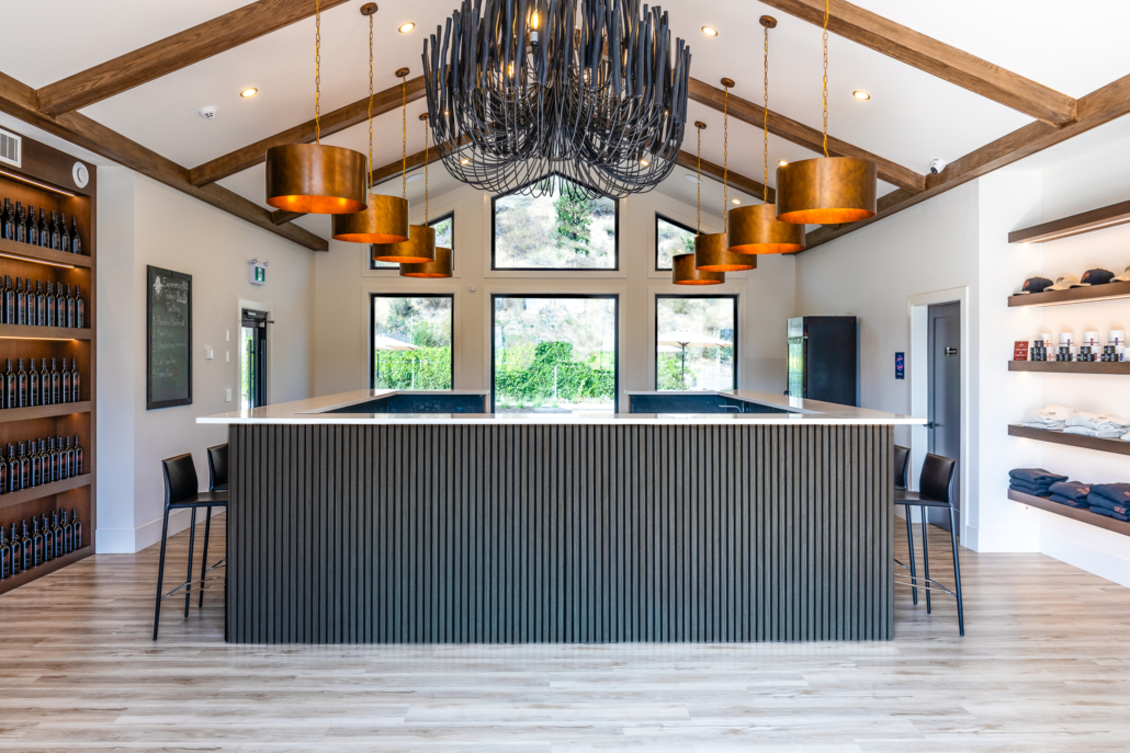 The modern tasting room at Vasanti Estate Winery located in Oliver, BC.